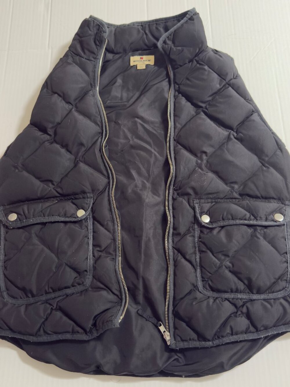 Woolrich Puffer Vest Womens Small Quilted Full Zip Black